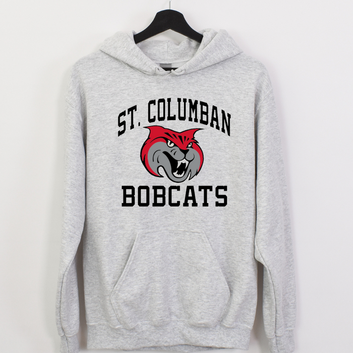 Saint Columban Bobcats Hoodie on Grey--Lemons and Limes Boutique