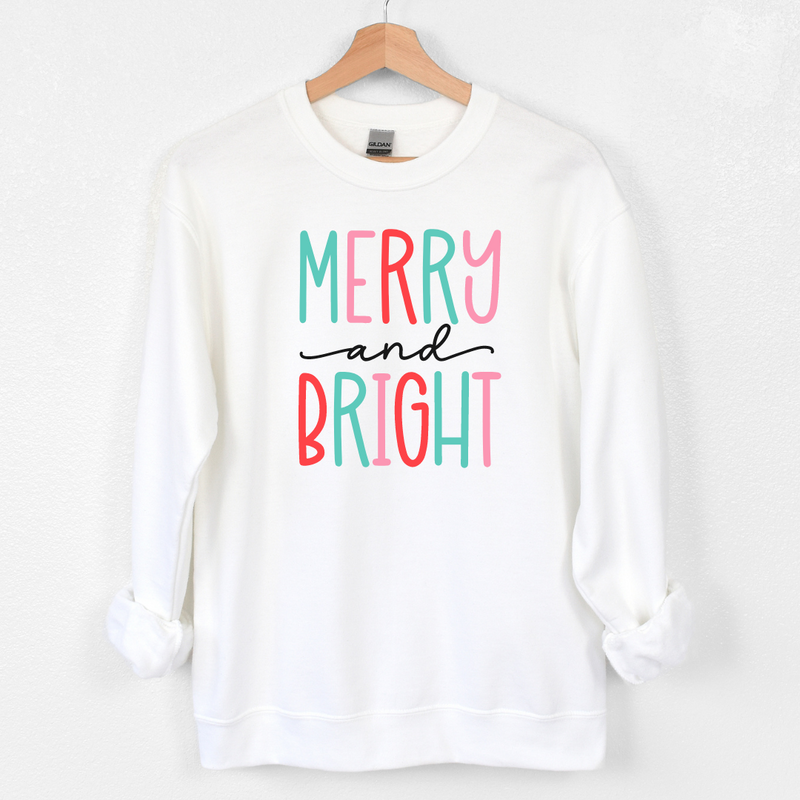 (retired design) Merry and Bright Sweatshirt on White-Lemons and Limes Boutique