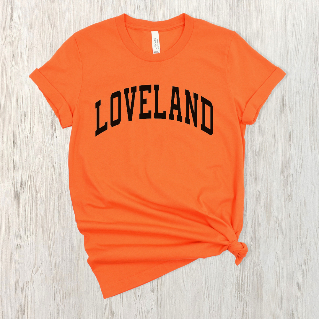 Loveland Basic T-Shirt on Orange--Lemons and Limes Boutique