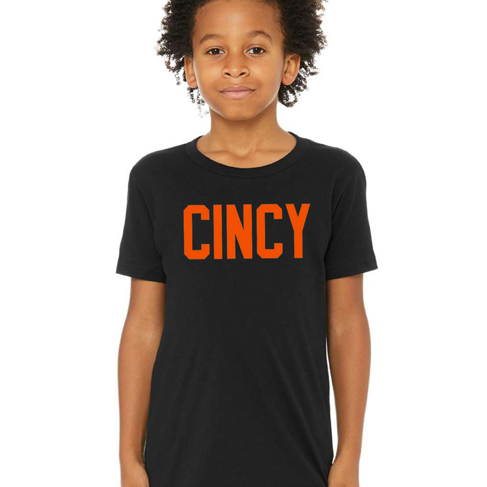 CINCY Orange T-Shirt on Black-YOUTH--Lemons and Limes Boutique