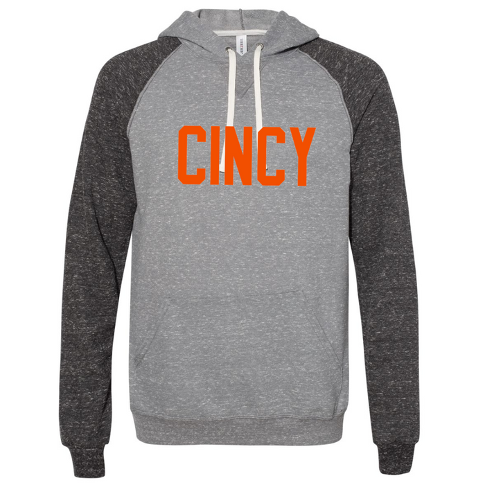 Cincy Heathered Two Toned Hoodie--Lemons and Limes Boutique