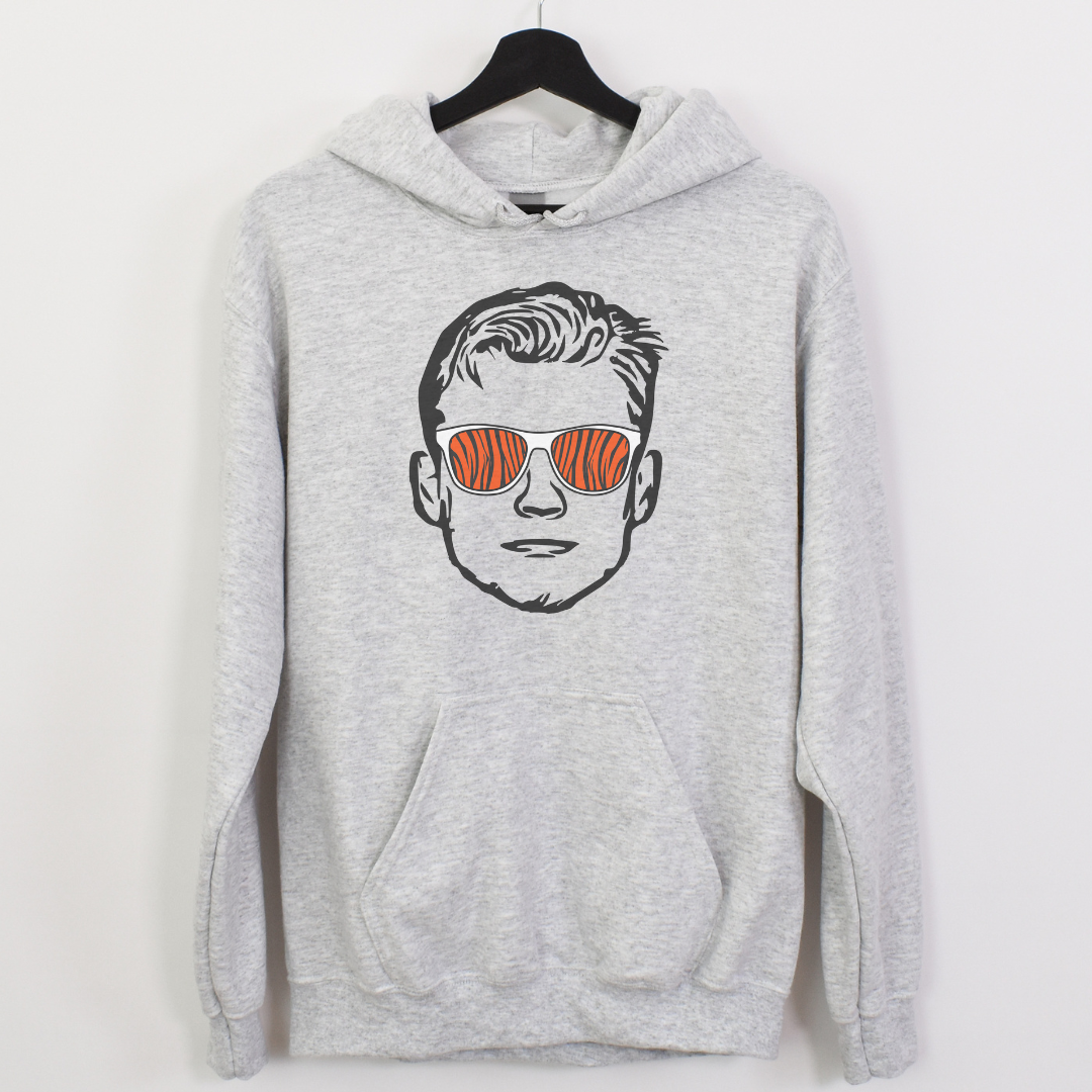 Joe Cool Tiger Stripes Glasses Hoodie on Grey--Lemons and Limes Boutique