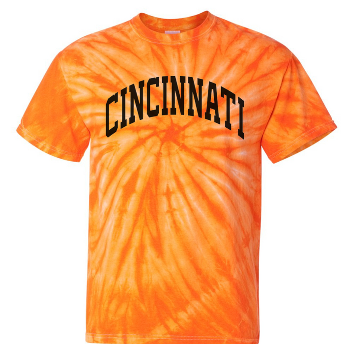 Cincinnati T-Shirt on Orange Tie Dye--Lemons and Limes Boutique