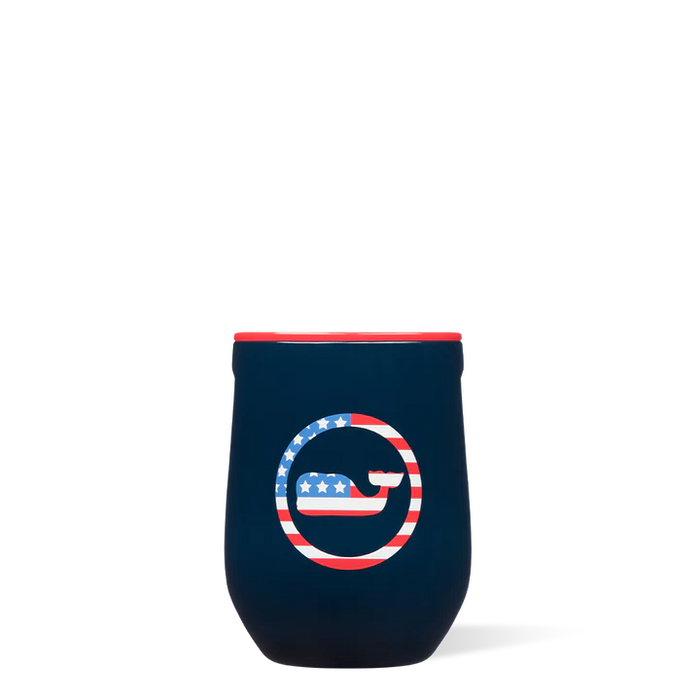 12oz Stemless Vinyard Vines Americana Whale Dot Corkcicle-Lemons and Limes Boutique