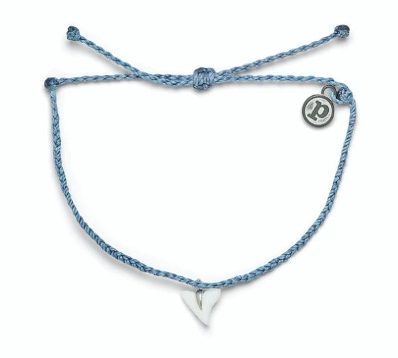 Pura Vida Silver Shark Tooth Charm Bracelet in Blue Steel-Bracelet-Lemons and Limes Boutique