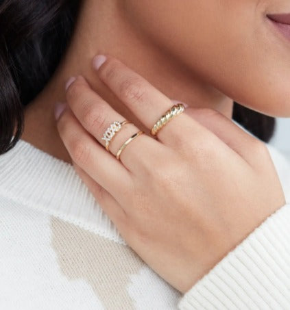 Sentiment Navy Gold Layering Rings-Ring-07-Lemons and Limes Boutique