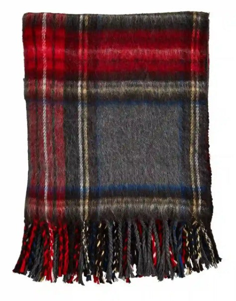 Gray Tartan Fringe Throw-Blankets-Lemons and Limes Boutique