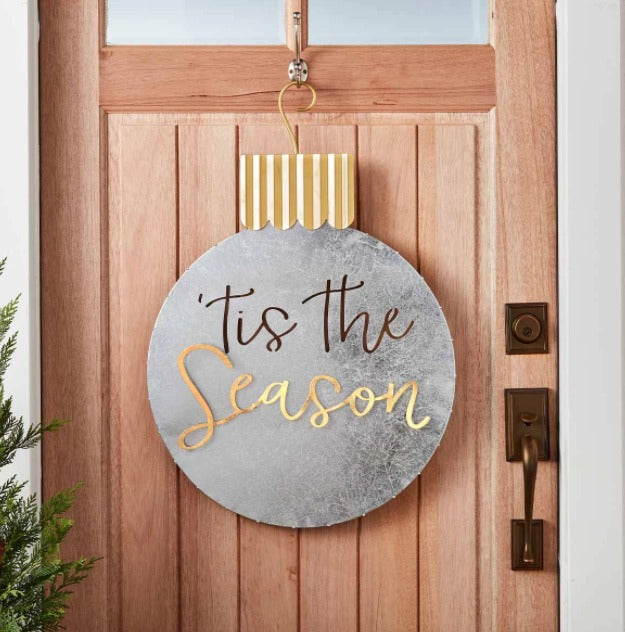 Silver Christmas Ornament Door Hanger-Home Decor-Lemons and Limes Boutique