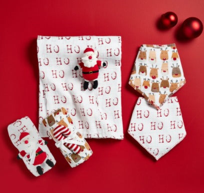 Santa Swaddle Blanket and Rattle Set-Lemons and Limes Boutique