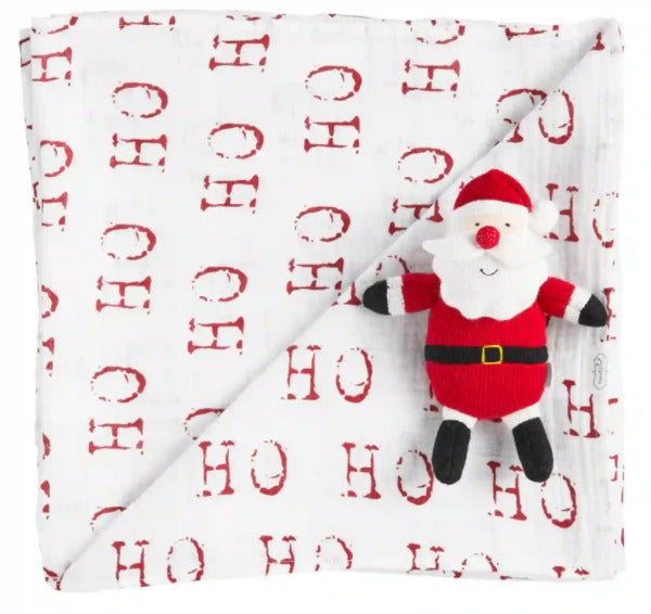 Santa Swaddle Blanket and Rattle Set-Lemons and Limes Boutique