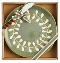 Green Leaf Cheese Plate Set-Serving Piece-Lemons and Limes Boutique