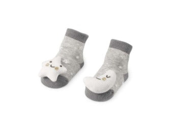 Gray Moon & Star Rattle Toe Socks-Socks-Lemons and Limes Boutique