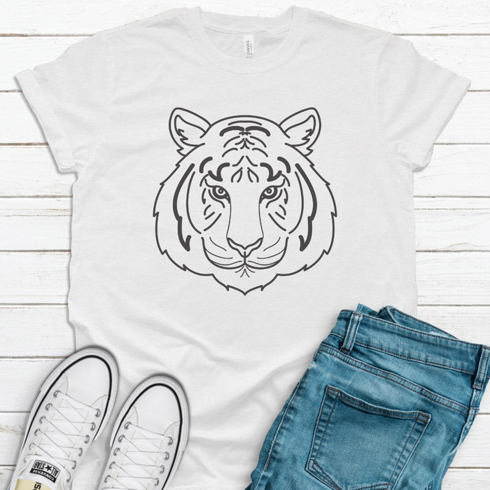 Bengal Tiger Face T-Shirt on White--Lemons and Limes Boutique