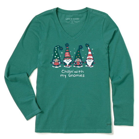 Women's Chillin' with My Gnomies Fam Long Sleeve Crusher Tee-Lemons and Limes Boutique