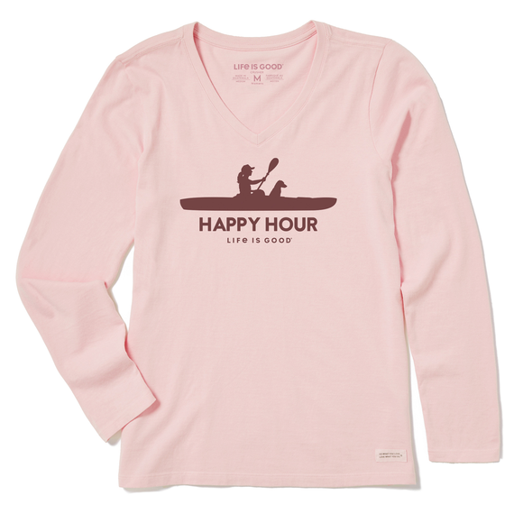 Women's Happy Hour Kayak Long Sleeve Crusher V-Neck Tee--Lemons and Limes Boutique