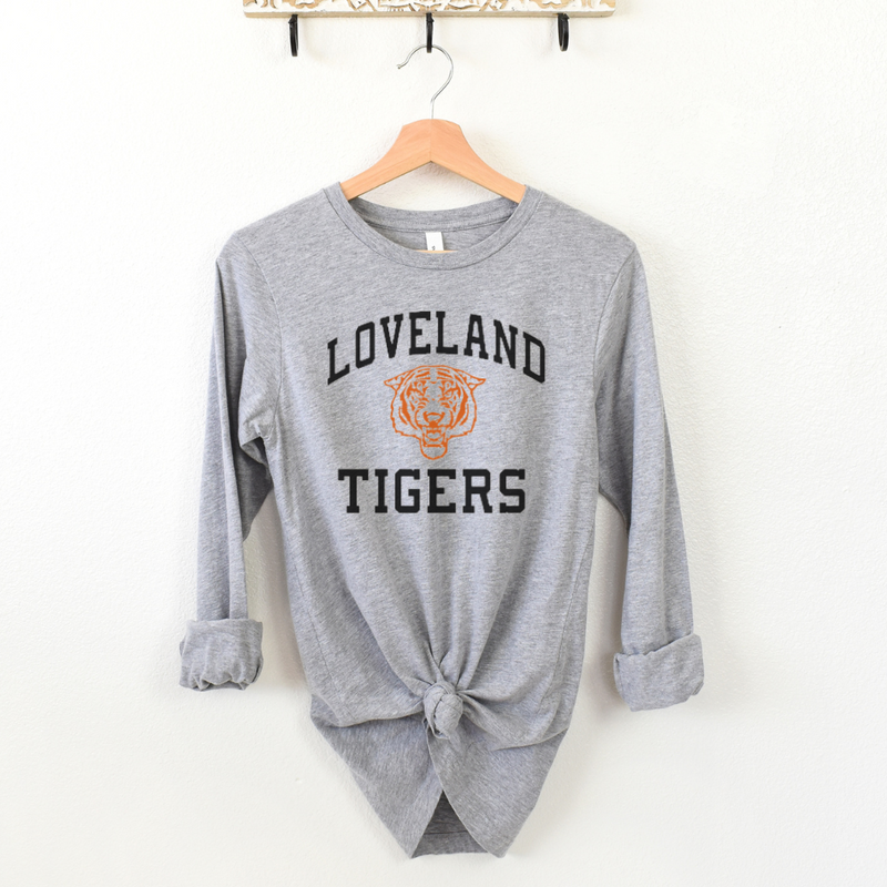 Vintage Loveland Tiger Long Sleeve T-Shirt on Grey--Lemons and Limes Boutique