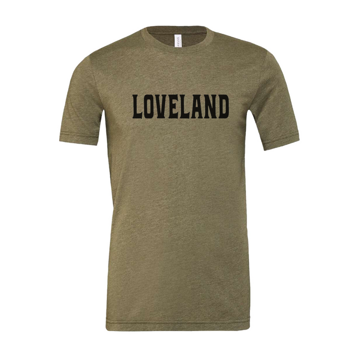 Loveland Olive Green T-Shirt-Graphic Tee-Lemons and Limes Boutique