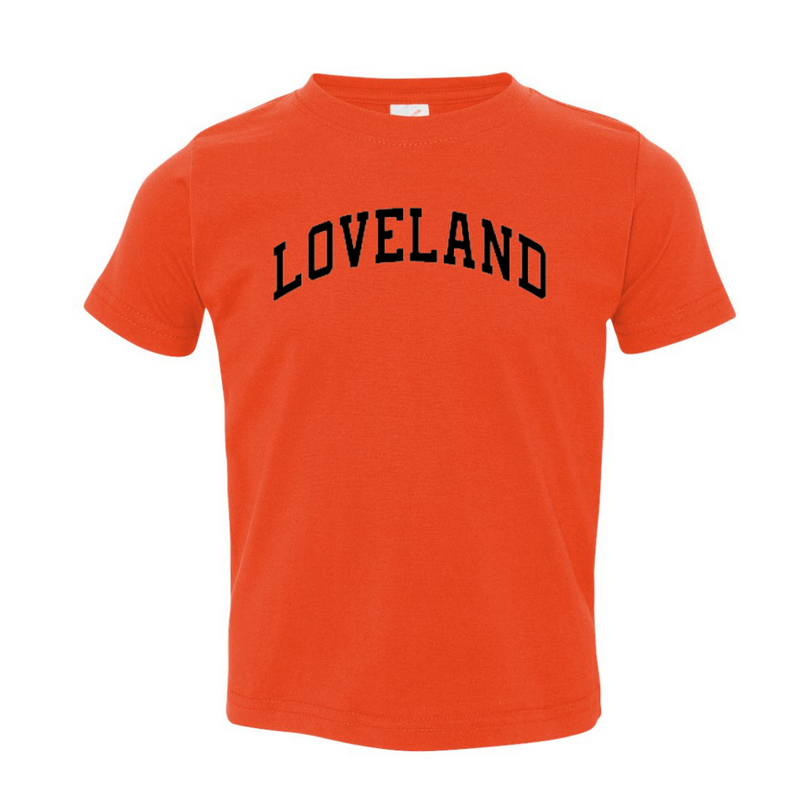 Curved Loveland T-Shirt on Orange-TODDLER-Graphic Tees-Lemons and Limes Boutique