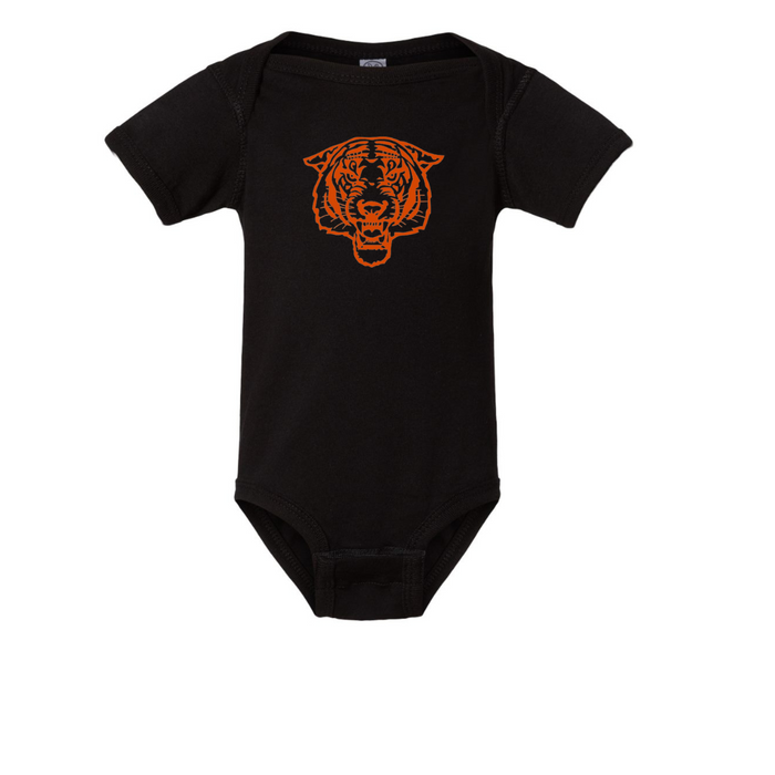 Fierce Tiger Orange on Black Onesie-YOUTH--Lemons and Limes Boutique