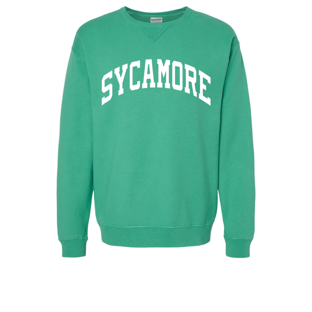 Sycamore Curved Sweatshirt on Green-Graphic Tee-Lemons and Limes Boutique