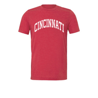 Cincinnati Block Curve T-Shirt on Heathered Red--Lemons and Limes Boutique