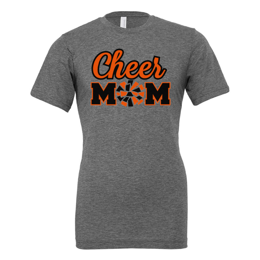 Cheer Mom T-shirt on Deep Heather Gray-Lemons and Limes Boutique