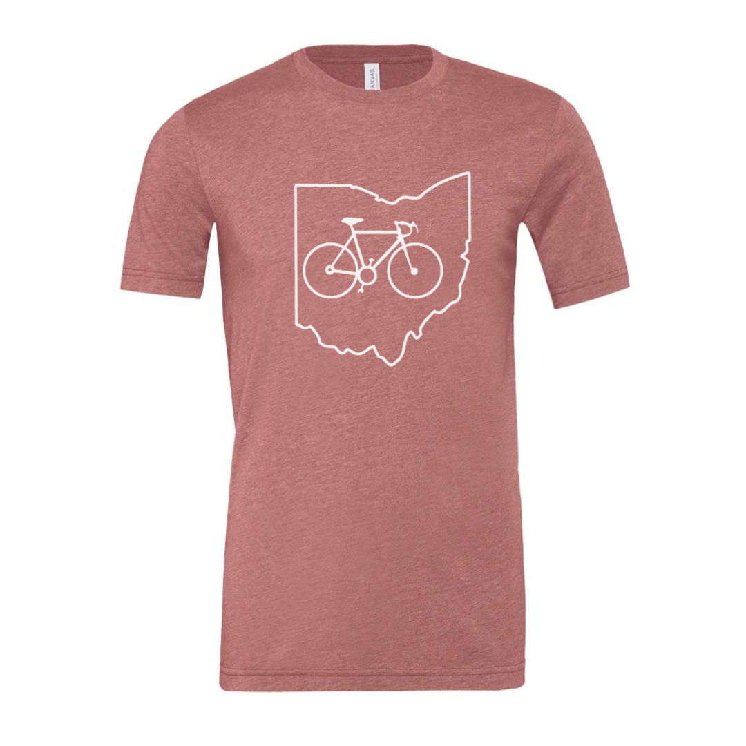 Ohio Bike T-Shirt on Heathered Mauve-Lemons and Limes Boutique