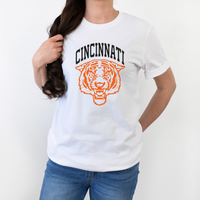 Cincinnati Tiger Black/Orange T-Shirt on White--Lemons and Limes Boutique