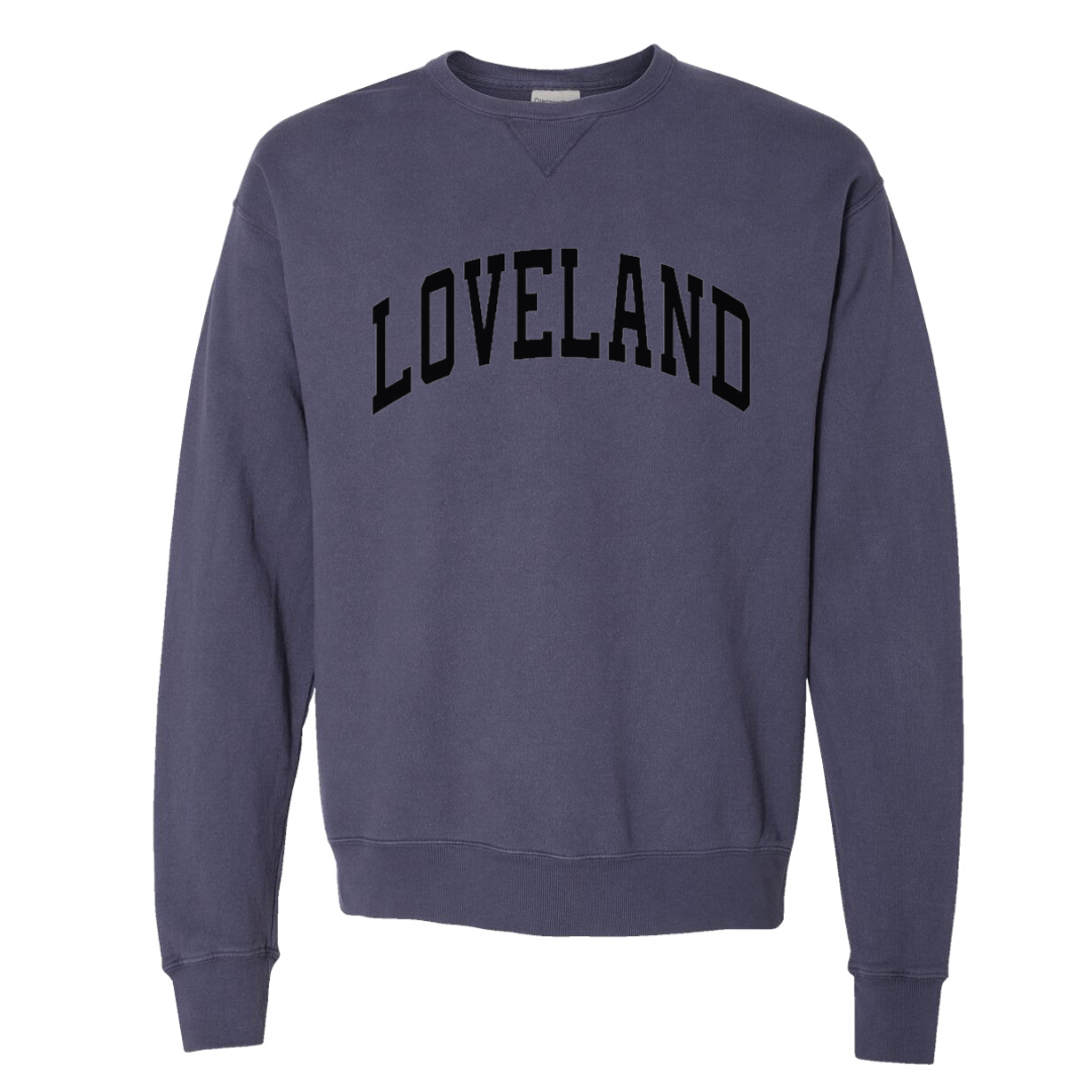 Loveland Curved Sweatshirt Comfort Wash on Slate--Lemons and Limes Boutique