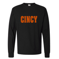CINCY Block Long Sleeve T-Shirt on Black--Lemons and Limes Boutique