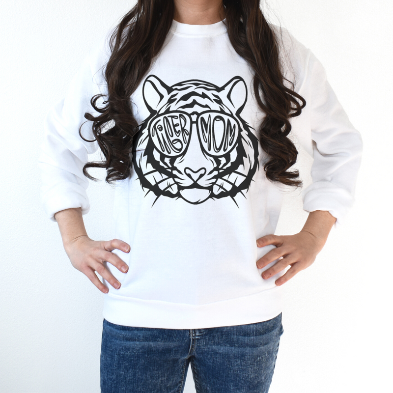 Cool Tiger Mom Pullover on White--Lemons and Limes Boutique