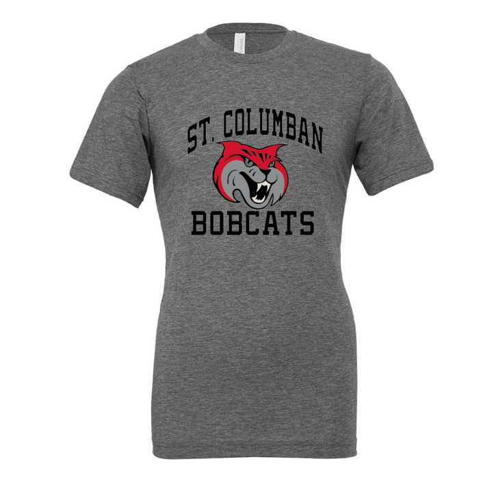 Saint Columban Bobcats Short Sleeve T-Shirt on Deep Heather--Lemons and Limes Boutique