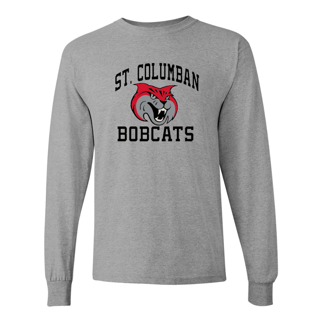 Saint Columban Long Sleeve T-Shirt on Sport Grey - Adult--Lemons and Limes Boutique