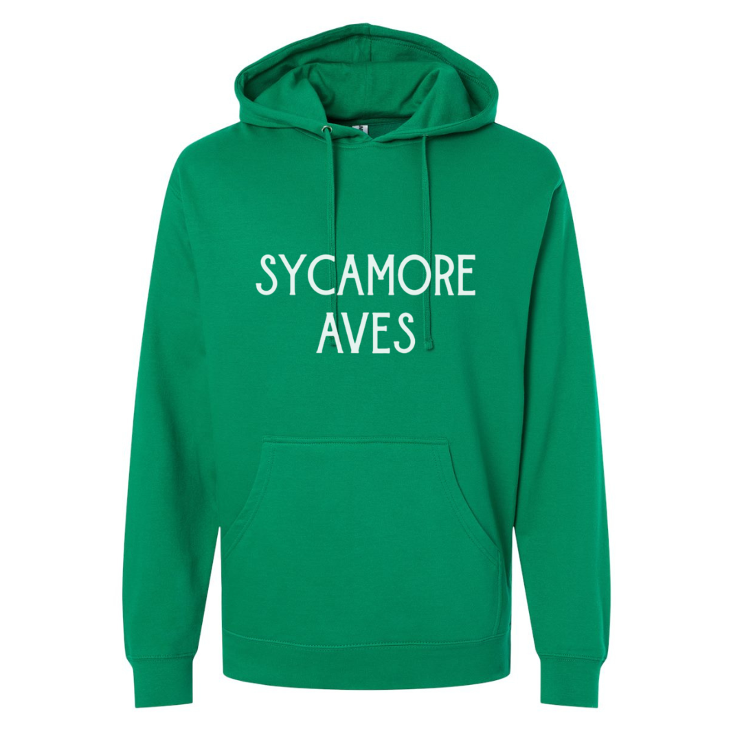 Sycamore Aves Hoodie on Kelly Green--Lemons and Limes Boutique