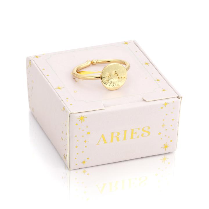 Lucky Feather - Zodiac Ring - Gold - ARIES (Mar 21- Apr 19)-Ring-Lemons and Limes Boutique