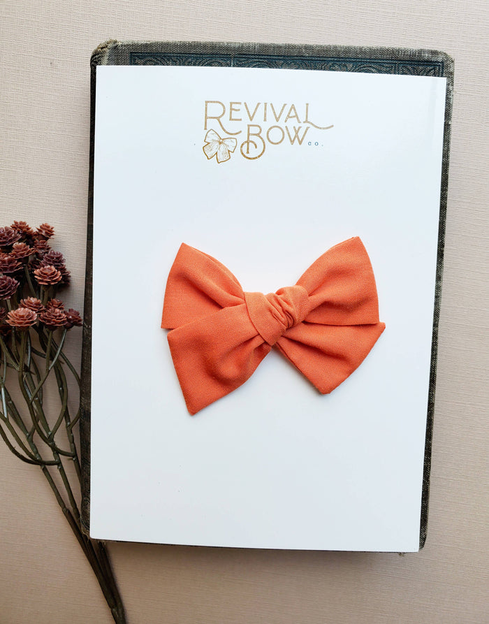 Halloween Bow on Clip in Pumpkin Orange--Lemons and Limes Boutique