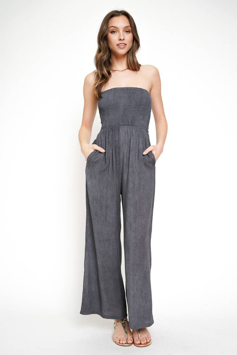 Tube Jumpsuit in Charcoal--Lemons and Limes Boutique