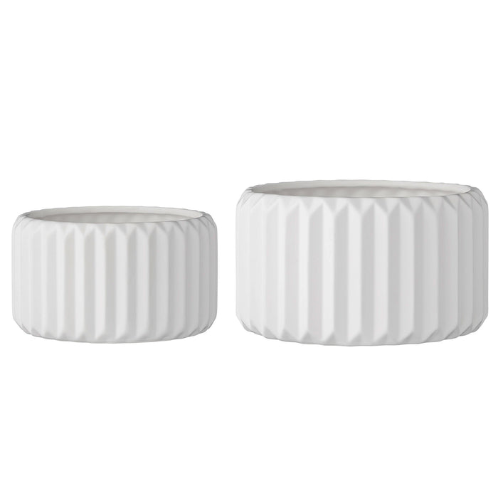 Stoneware Fluted Planters, Set of 2--Lemons and Limes Boutique