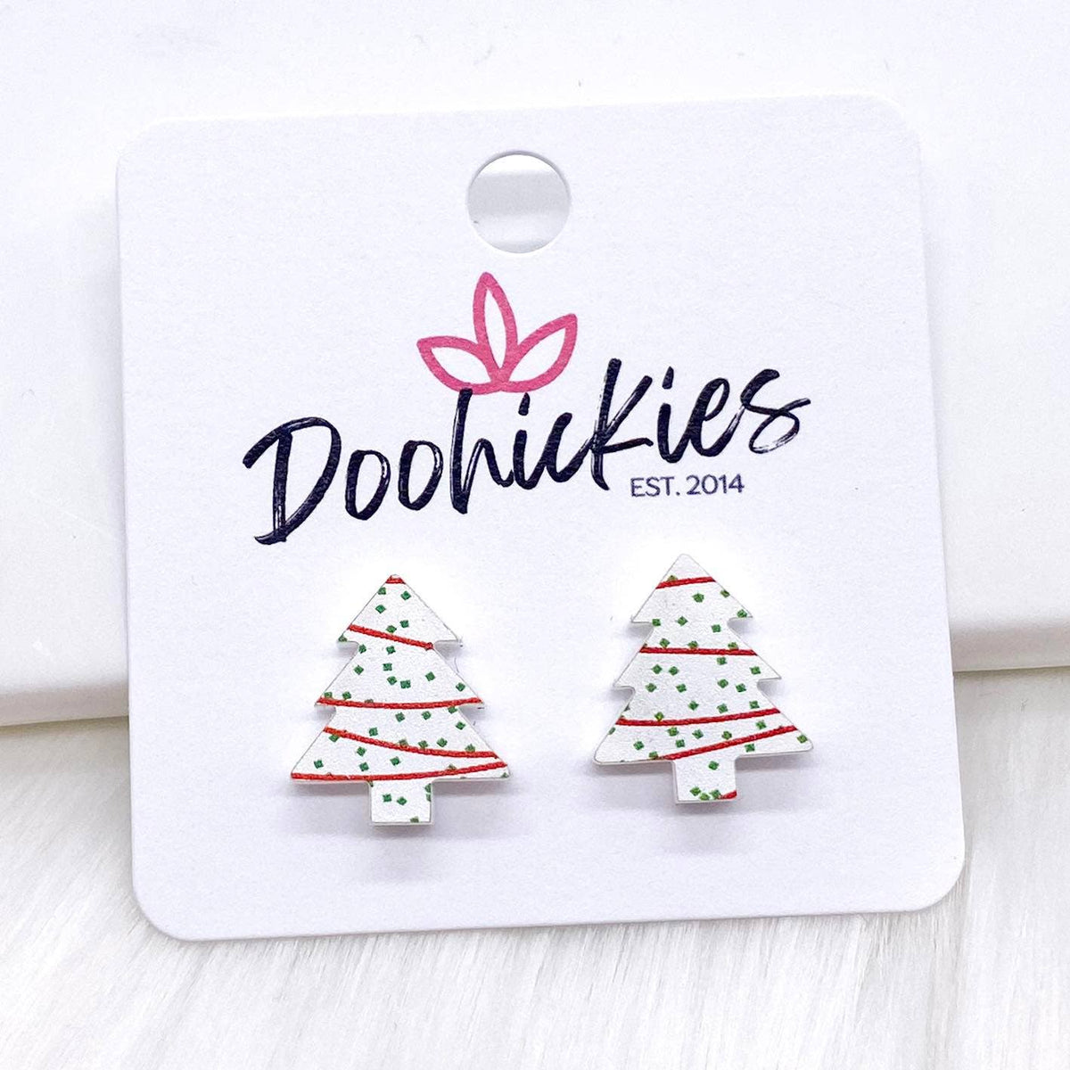 15mm Festive Christmas Tree Stud Earrings-Lemons and Limes Boutique
