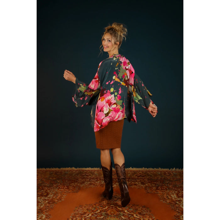 Painted Peony Lux Kimono Jacket-Lemons and Limes Boutique