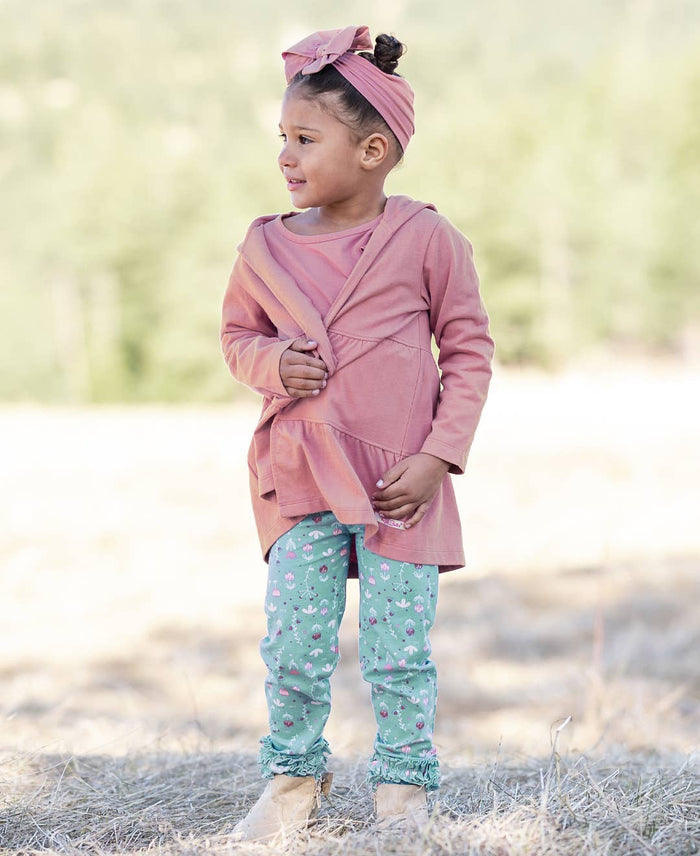 Wisteria Mauve Tiered Lightweight Hooded Cardigan--Lemons and Limes Boutique
