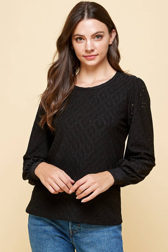 Harper Long Sleeve Top in Black-Lemons and Limes Boutique