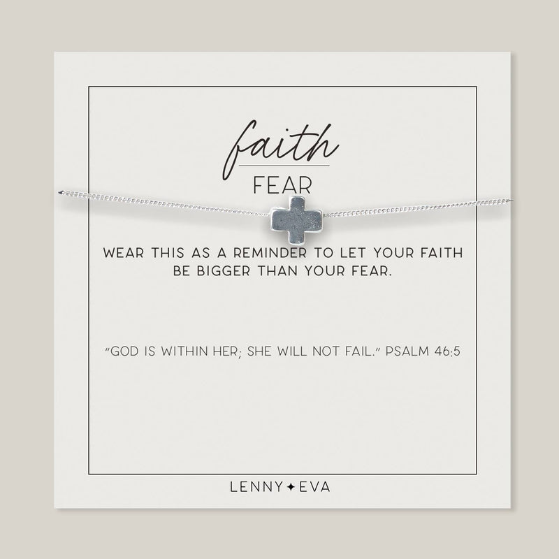 Faith Over Fear Cross Necklace in Silver--Lemons and Limes Boutique