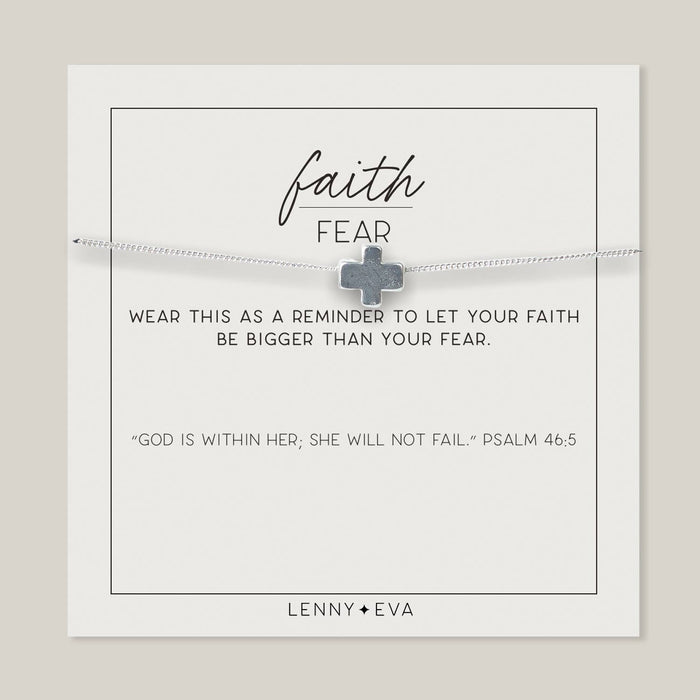 Faith Over Fear Cross Necklace in Silver-Lemons and Limes Boutique