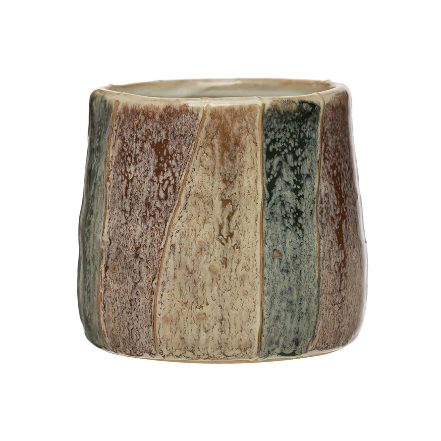 Hand-Painted Stoneware Planter, Reactive Glaze-Lemons and Limes Boutique