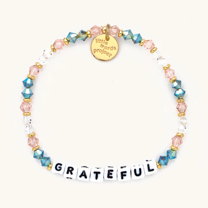 Grateful - White Bead (Other color variations) - Little Words Project Bracelet-Arrow-Lemons and Limes Boutique