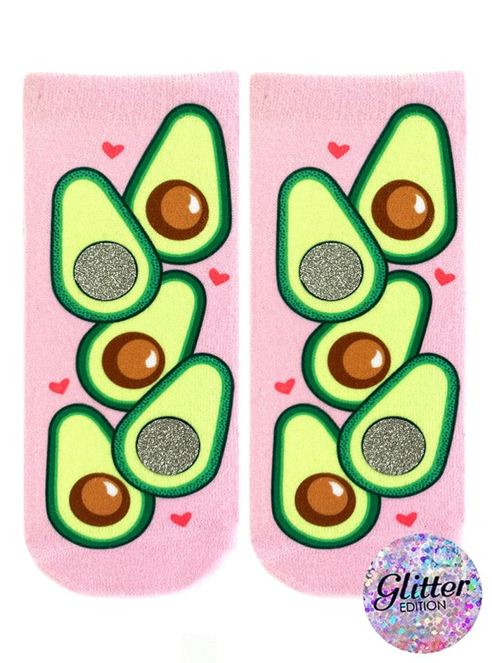 Avocado Queen Glitter Ankle Socks-Socks-Lemons and Limes Boutique