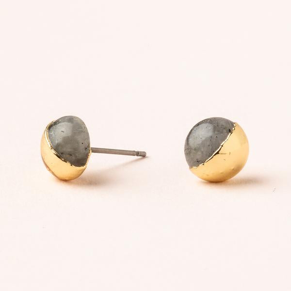 Dipped Stone Stud - Labradorite/Gold-Stud Earrings-Lemons and Limes Boutique