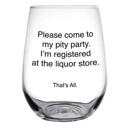Stemless Pity Party Wine Glass--Lemons and Limes Boutique