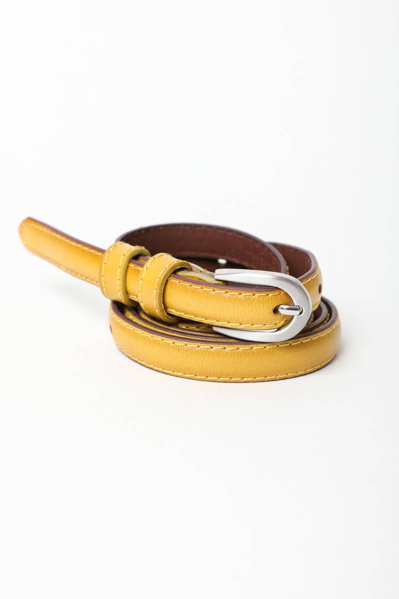Leto Accessories - Skinny Horseshoe Buckle Cinch Leather Belt-Lemons and Limes Boutique
